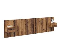 vidaXL Cabecero con Mueble con cajón 3 pcs Madera Envejecida, Dormitorio, Rectangular, Tradicional, Almacenamiento Amplio, Incrustaciones Decorativas, cómodamente Acogedor, Ideal para Noches reparado