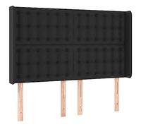 vidaXL Cabecero con Orejas Cama Dormitorio Tapizado Antimancha Acolchado Protector Cubierto Elástico de Cuero Sintético Negro 147x16x118/128 cm