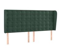 vidaXL Cabecero con Orejas Cama Tapizado Antimancha Acolchado Cubierto Elástico Protector Dormitorio de Terciopelo Verde Oscuro 203x23x118/128 cm