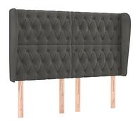 vidaXL Cabecero con Orejas Cama Tapizado Antimancha Acolchado Protector Cubierto Elástico Dormitorio de Terciopelo Gris Oscuro 147x23x118/128 cm