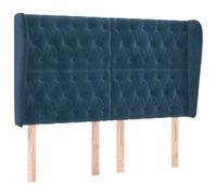 vidaXL Cabecero con Orejas Cama Tapizado Antimancha Acolchado Protector Cubierto Elástico Dormitorio de Terciopelo Azul Oscuro 163x23x118/128 cm