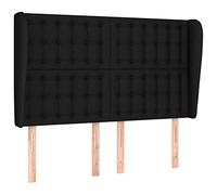 vidaXL Cabecero con Orejas Cama Tapizado Antimancha Acolchado Protector Cubierto Prueba Polvo Dormitorio de Tela Negro 147x23x118/128 cm