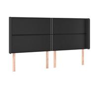 Vidaxl cabecero con orejas cuero sintético negro 183x16x118/128 cm