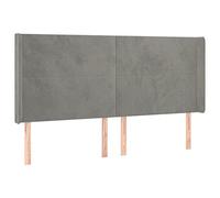vidaXL Cabecero con Orejas Dormitorio Cabezal Estructura Cama Tapizado Mueble Adorno Decoración Habitación Terciopelo Gris Claro 203x16x118/128 cm