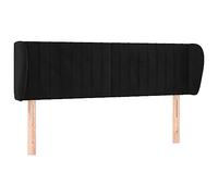 vidaXL Cabecero con Orejas Dormitorio Cama Tapizado Cabezal Acolchado Protector Elástico Prueba Polvo de Terciopelo Negro 147x23x78/88 cm