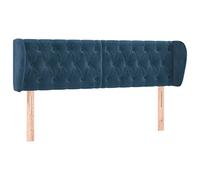 vidaXL Cabecero con Orejas Dormitorio Cama Tapizado Cabezal Acolchado Protector Elástico Prueba Polvo de Terciopelo Azul Oscuro 147x23x78/88 cm