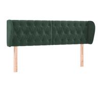 vidaXL Cabecero con Orejas Dormitorio Cama Tapizado Cabezal Acolchado Protector Elástico Prueba Polvo de Terciopelo Verde Oscuro 163x23x78/88 cm