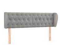 vidaXL Cabecero con Orejas Dormitorio Cama Tapizado Cabezal Acolchado Protector Elástico Prueba Polvo de Terciopelo Gris Claro 147x23x78/88 cm