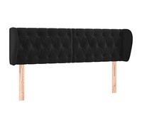 vidaXL Cabecero con Orejas Dormitorio Cama Tapizado Cabezal Acolchado Protector Elástico Prueba Polvo de Terciopelo Negro 163x23x78/88 cm