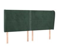 vidaXL Cabecero con Orejas Dormitorio Marco Base Soporte Cama Tapizado Adorno Decoración Habitación Terciopelo Verde Oscuro 203x23x118/128cm
