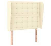 vidaXL Cabecero con Orejas Dormitorio Marco Base Soporte Cama Tapizado Adorno Decoración Habitación Hogar Cuero Sintético Crema 103x23x118/128cm