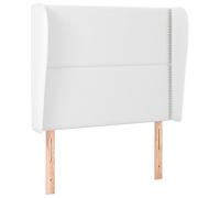 vidaXL Cabecero con Orejas Dormitorio Marco Base Soporte Cama Tapizado Adorno Decoración Habitación Cuero Sintético Blanco 103x23x118/128 cm