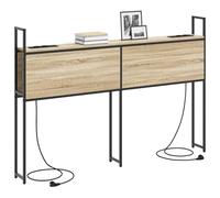 vidaXL Cabecero de 150 cm en Roble Sonoma, Hecho de Madera de ingeniería. Tiene un montón de Espacio para almacenar Cosas, Puertos de Carga Integrados, un diseño Moderno y una Estructura metálica re