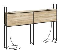 vidaXL Cabecero de librería en Roble Sonoma de 135 cm, Hecho de Madera de ingeniería y Acero. Tiene Mucho Espacio de Almacenamiento con estantes y una estación de Carga. Su diseño Moderno