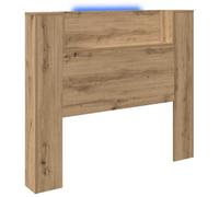vidaXL Cabecero de Armario Roble Artesanal 120 x 15 x 103,5 cm, Diseño Innovador de Cama, Cabecero Moderno con Iluminación LED, Almacenamiento Funcional, Característica Elegante para Organizar Tu Dor
