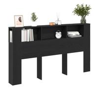 vidaXL cabinet para cabecero de roble negro montado en la pared, amplio almacenamiento para dormitorio | Madera elaborada, muebles que ahorran espacio 180x18.5x102.5 cm, accesorio moderno para la cama