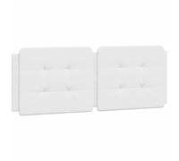 vidaXL Cabecero de Cama Acolchado, Cabecera Tapizada de Cojín, Cabezal de Almohada Colgante, Mueble de Dormitorio, Cuero Sintético Blanco 140 cm
