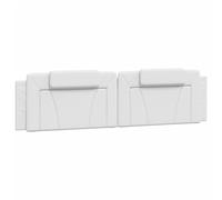 vidaXL Cabecero de Cama Acolchado, Cabezal Tapizado de Cojín Almohada, Cabecera Colgante, Mueble para Dormitorio, Cuero Sintético Blanco 200 cm