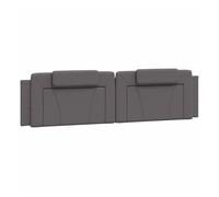 vidaXL Cabecero de Cama Acolchado Viana, Cabezal Tapizado de Cojín Almohada, Cabecera Colgante, Mueble para Dormitorio, Cuero Sintético Gris 200 cm