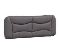 vidaXL Cabecero de Cama Acolchado Hvar, Cabecera para Estructura de Cama, Cabezal para Somier, Mueble para Dormitorio, Cuero Sintético Gris 140 cm