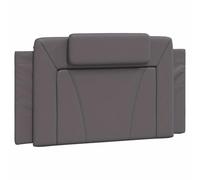 vidaXL Cabecero de Cama Acolchado Viana, Cabezal Tapizado de Cojín Almohada, Cabecera Colgante, Mueble para Dormitorio, Cuero Sintético Gris 100 cm