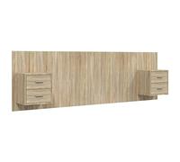 vidaXL Cabecero de Cama Cabezal Dormitorio Estructura Habitación Mobiliario Muebles Decoración Adorno con Mesitas Madera Contrachapada Roble Sonoma