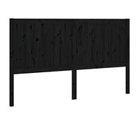 vidaXL Cabecero de Cama Cabezal Dormitorio Estructura Habitación Mobiliario Muebles Decoración Adorno Madera Maciza de Pino Negro 125,5x4x100 cm