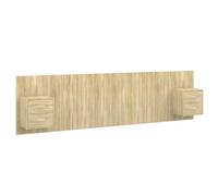 vidaXL Cabecero de Cama Cabezal Dormitorio Estructura Habitación Mobiliario Muebles Decoración Adorno con Mesitas Madera Contrachapada Roble Sonoma