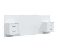 vidaXL Cabecero de Cama Cabezal Dormitorio Estructura Habitación Mobiliario Muebles Decoración Adorno con Mesitas Madera Contrachapada Blanco