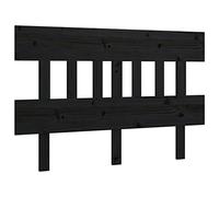 vidaXL Cabecero de Cama Cabezal Dormitorio Estructura Habitación Mobiliario Muebles Decoración Adorno Madera Maciza de Pino Negro 143,5x3x81 cm