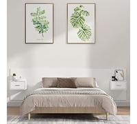 vidaXL Cabecero de Cama Cabezal Dormitorio Estructura Habitación Mobiliario Muebles Decoración Adorno con Mesitas Madera Contrachapada Blanco