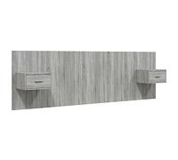 Cabecero De Cama Y Mesitas Madera Contrachapada Gris Sonoma Vidaxl
