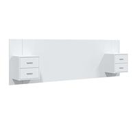 vidaXL Cabecero de Cama Cabezal Dormitorio Estructura Habitación Mobiliario Muebles Decoración Adorno con Mesitas Madera Contrachapada Blanco