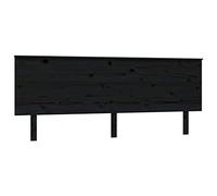 vidaXL Cabecero de Cama Cabezal Dormitorio Estructura Habitación Mobiliario Muebles Decoración Adorno Madera Maciza de Pino Negro 204x6x82,5 cm