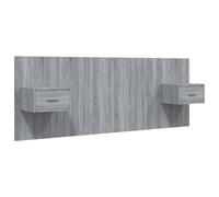 Cabecero De Cama Con Mesitas Madera Contrachapada Gris Sonoma Vidaxl