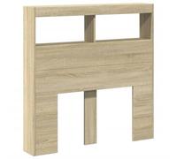 vidaXL Cabecero de Cama con LED, Cabecera Decorativa con Almacenaje, Armario para Pared, Mueble para Dormitorio Hogar, Roble Sonoma 100x17x102 cm
