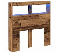 vidaXL Cabecero de Cama con LED Madera Vieja 100x17x102 cm, cabecero, Armario de Cama, cabecero con estantería, cabecero de Cama con almacenaje