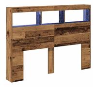 vidaXL Cabecero de Cama con LED Madera Vieja 140x17x102 cm, cabecero, Armario de Cama, cabecero con estantería, cabecero de Cama con almacenaje