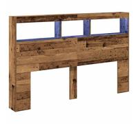 vidaXL Cabecero de Cama con LED Madera Vieja 160x17x102 cm, cabecero, Armario de Cama, cabecero con estantería, cabecero de Cama con almacenaje