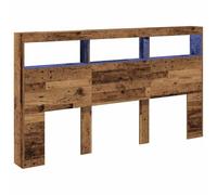 vidaXL Cabecero de Cama con LED Madera Vieja 180x17x102 cm, cabecero, Armario de Cama, cabecero con estantería, cabecero de Cama con almacenaje