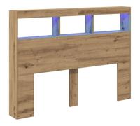 vidaXL Cabecero de Cama con LED Roble Artesanal 140x17x102 cm, cabecero, Armario de Cama, cabecero con estantería, cabecero de Cama con almacenaje