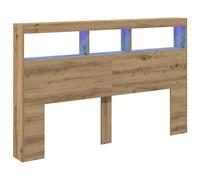 vidaXL Cabecero de Cama con LED Roble Artesanal 160x17x102 cm, cabecero, Armario de Cama, cabecero con estantería, cabecero de Cama con almacenaje