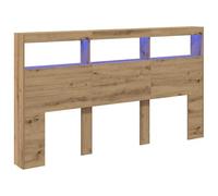 vidaXL Cabecero de Cama con LED Roble Artesanal 180x17x102 cm, cabecero, Armario de Cama, cabecero con estantería, cabecero de Cama con almacenaje