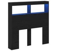 vidaXL Cabecero de Cama con LED Roble Negro 100x17x102 cm, cabecero, Armario de Cama, cabecero con estantería, cabecero de Cama con almacenaje