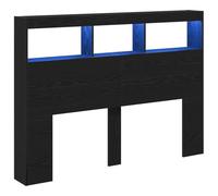 vidaXL Cabecero de Cama con LED Roble Negro 140x17x102 cm, cabecero, Armario de Cama, cabecero con estantería, cabecero de Cama con almacenaje