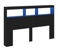 vidaXL Cabecero de Cama con LED Roble Negro 160x17x102 cm, cabecero, Armario de Cama, cabecero con estantería, cabecero de Cama con almacenaje