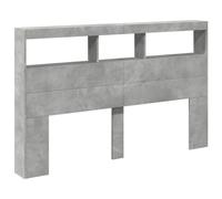 vidaXL Cabecero de Cama con Luz LED, Armario Decorativo con Almacenamiento, Cabecera para Pared, Mueble para Dormitorio Hogar, Gris Hormigón