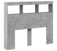 vidaXL Cabecero de Cama con Luz LED, Armario Decorativo con Almacenamiento, Cabecera para Pared, Mueble para Dormitorio Hogar, Gris Hormigón
