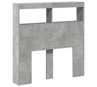 vidaXL Cabecero de Cama con Luz LED, Armario Decorativo con Almacenamiento, Cabecera para Pared, Mueble para Dormitorio Hogar, Gris Hormigón