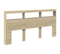 vidaXL Cabecero de Cama con Luz LED, Armario Decorativo con Almacenamiento, Cabecera para Pared, Mueble para Dormitorio Hogar, Roble Sonoma